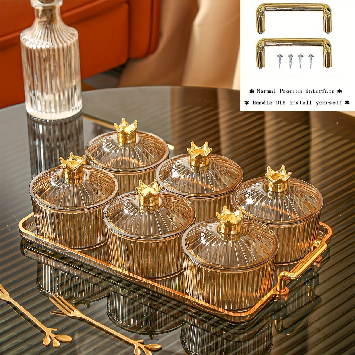 High-quality light luxury candy box with sealed jar for storing 3, 4, or 6 bottles on a tray.