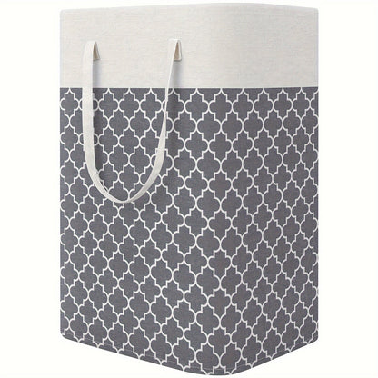 Upgrade your laundry game with the chic 75L Waterproof Laundry Hamper. Featuring a collapsible freestanding design with a trendy geometric pattern, this hamper has extended handles for effortless carrying. Perfect for storing clothes and toys in dorms