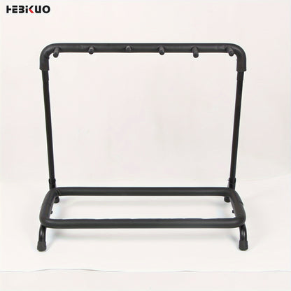 HEBIKUO Guitar Display Stand: 5-Slot Rack for Acoustic Guitars with Anti-Rust, Non-Slip Features.