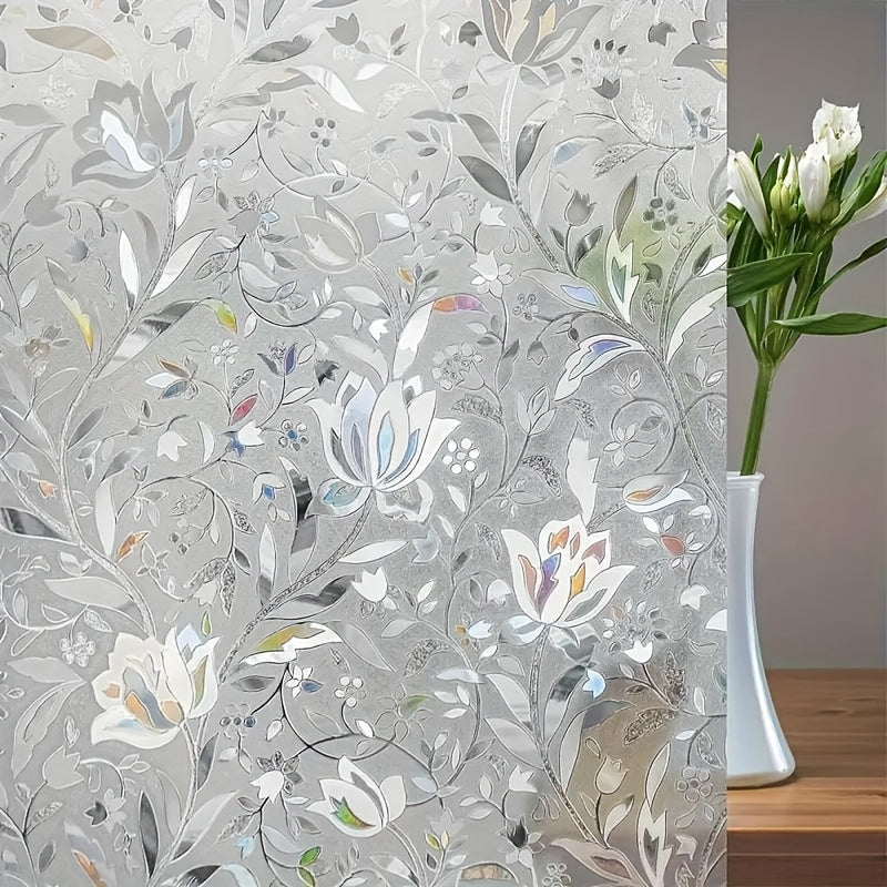 Enhance Your Home Decor with Tulip Pattern Privacy Window Film - Decorative Frosted Glass Stickers, Easy to Install with Electrostatic Adhesive, Perfect for Living Room, Bedroom, Kitchen, and Bathroom - Add a Touch of Elegance to Your Home