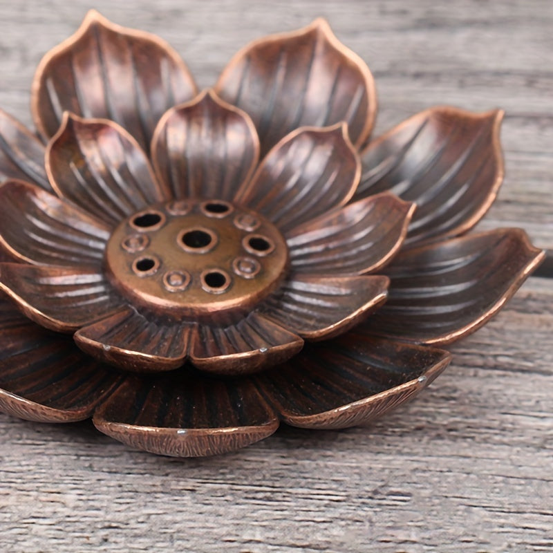 1 Metal Incense Burner Plate with Lotus Censer, Zen Aroma Diffuser, Home Decor for Yoga Studio or Camping.