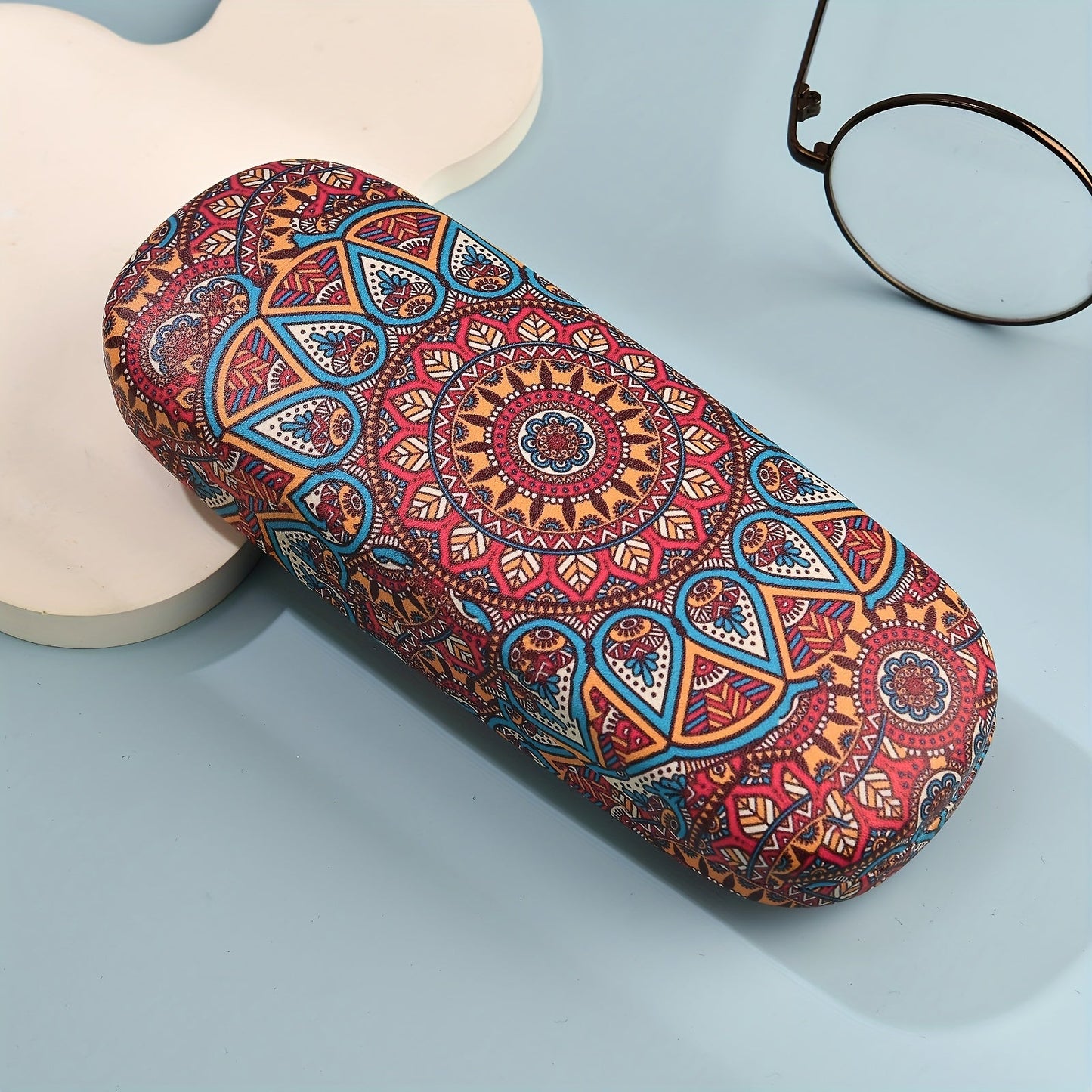 Stylish eyewear storage box with colorful magic array print - durable semi-hard case for fashion glasses protection. The perfect small gift for stylish individuals, this eyeglasses box is a fashionable and practical way to protect your favorite pair of