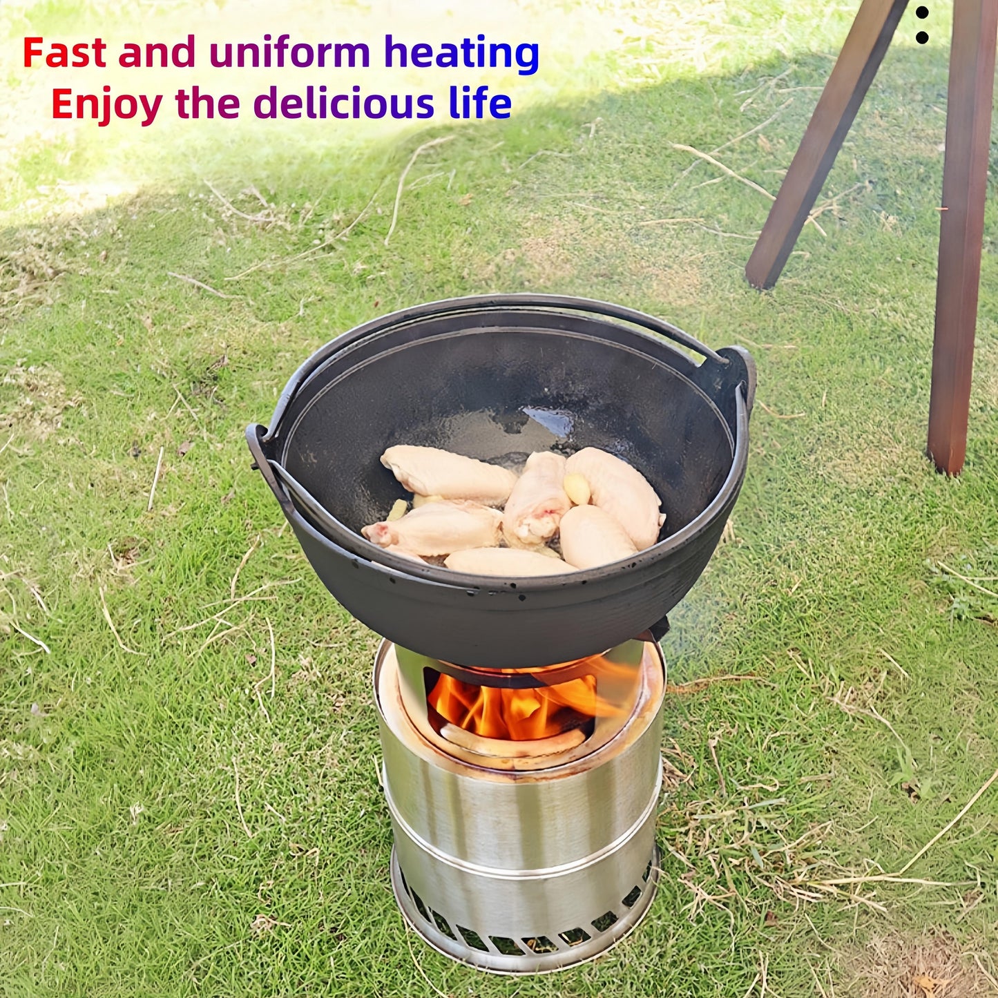 This outdoor stove is a versatile and compact solution for all your heating needs. With a large 20cm diameter and thickened stainless steel construction, this foldable stove can efficiently burn wood, charcoal, branches, and other fuels. Its portable