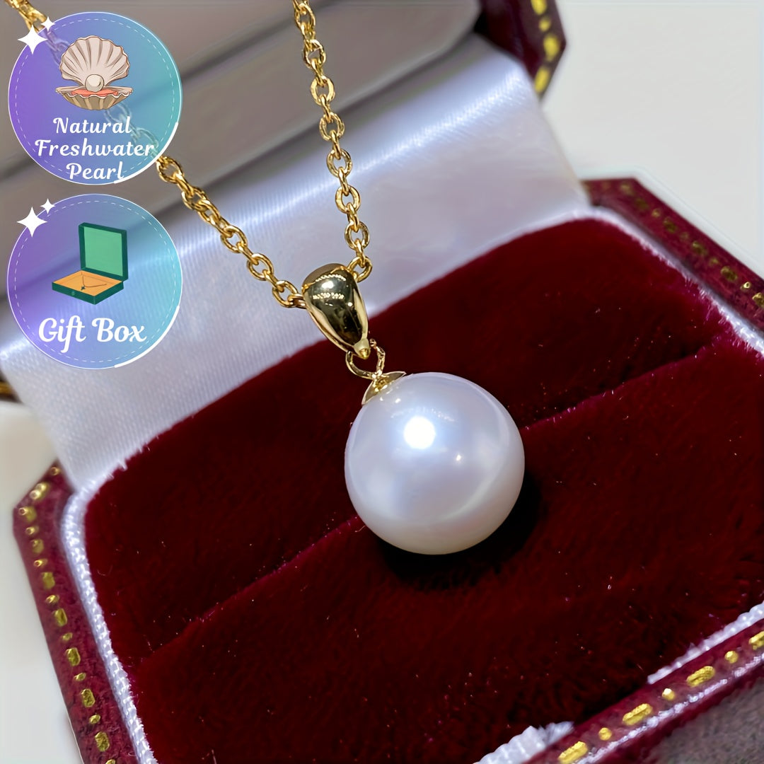 Elegant freshwater pearl necklace with a melon seed buckle pendant. This round, bright light pearl pendant is the perfect jewelry gift for parties, to give to friends, girlfriends, or mothers for daily wear.