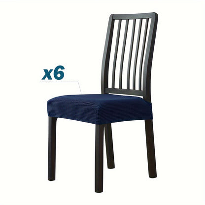 Stretchable dining chair covers made from a blend of elastic spandex and polyester, machine washable with contemporary design. Fits most chairs (42/66cm width) for chair protection. Ideal for modern home decor.