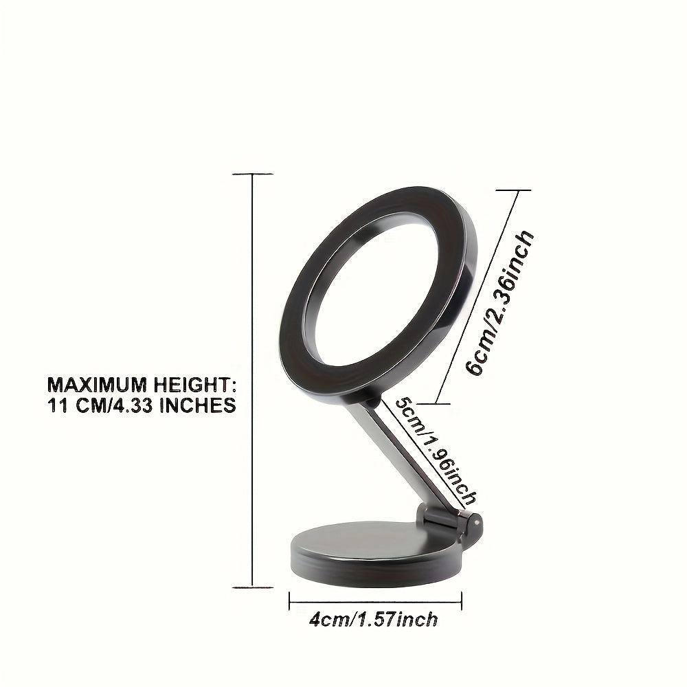 High-strength zinc alloy car phone holder rotates 360°. Safe, foldable dashboard stand for navigation. Ideal birthday gift, compatible with all phone models. No batteries needed.