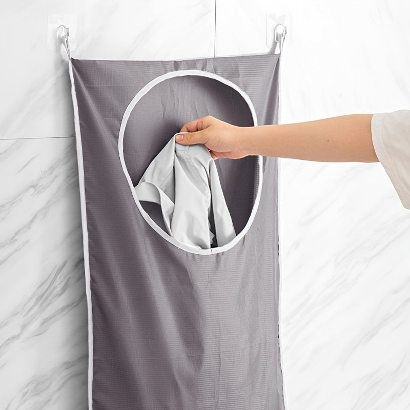 Keep your bathroom organized with this classic style wall-mounted clothes hamper. The large capacity laundry storage bag is made of durable cloth material and features handles for easy transport. Perfect for use in the bathroom or any room in your home.