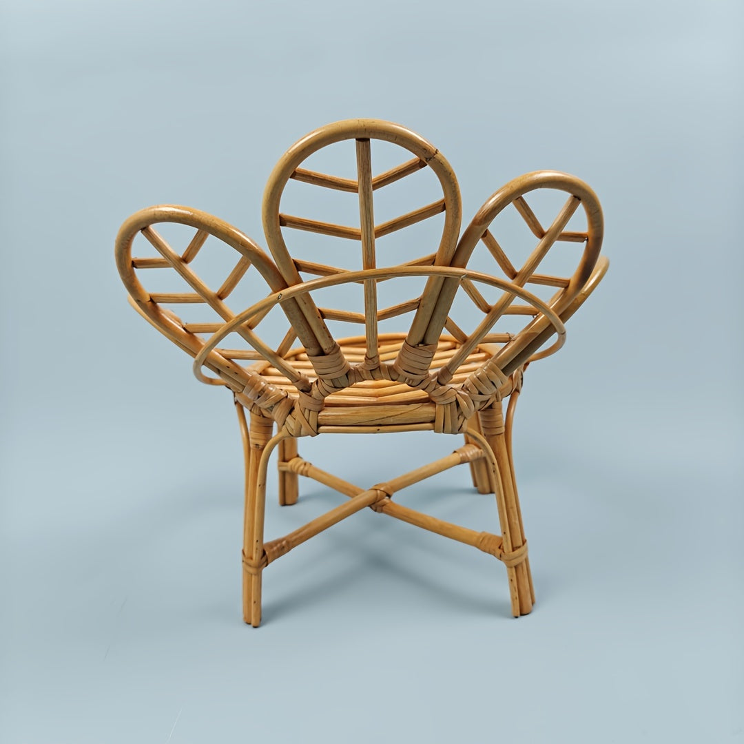 Bamboo Chair and Flower Chair Photography Props, Rattan Basket Posing Prop, Studio Accessories for Shooting Furniture