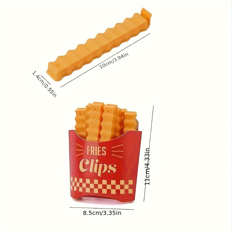 Realistic French Fries Sealing Clips - 12pcs/Set. Made of Durable Plastic to Keep Snacks Fresh & Secure. Reusable Kitchen Accessory for Chips & More. Cute and Functional Design.