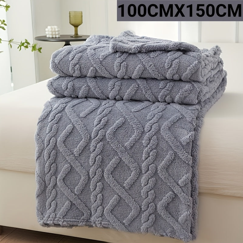 Hand Wash Only Lamb Fleece Blanket with Non-woven Coral Fleece Plush Thick Warm 3D Geometric-Pattern - Soft Cozy Flannel Throw Perfect for All Seasons. Featuring Contemporary Style Multifunctional design for Bed, Couch, or Travel. Made of 100% Polyester.