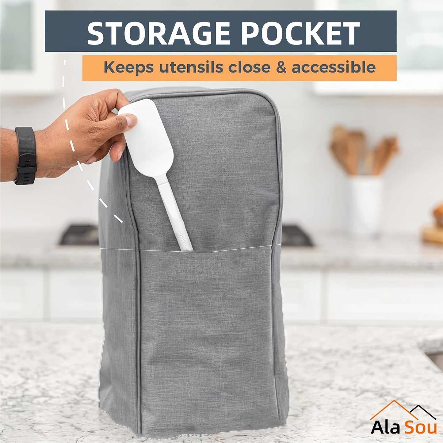 Protect your kitchen appliances in style with the 1pc AlaSou Durable Kitchen Appliance Dust Cover. This fade-resistant and waterproof cover is designed to protect your mixer and juicer from dust and water damage. The easy-on/off zipper makes it simple to