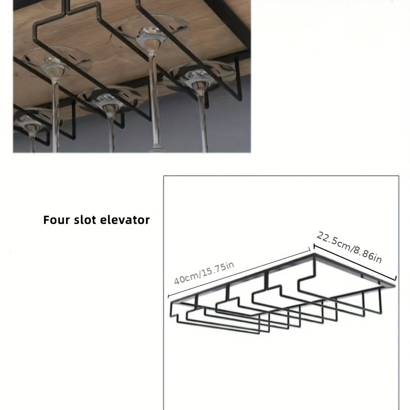 1pc Creative Inverted Wine Glass Rack with 3/4/5 Slots for Hanging Wine Glass Shelf, Under Cabinet Wine Cup Holder for Kitchen and Dining Room Storage, Home Accessories.