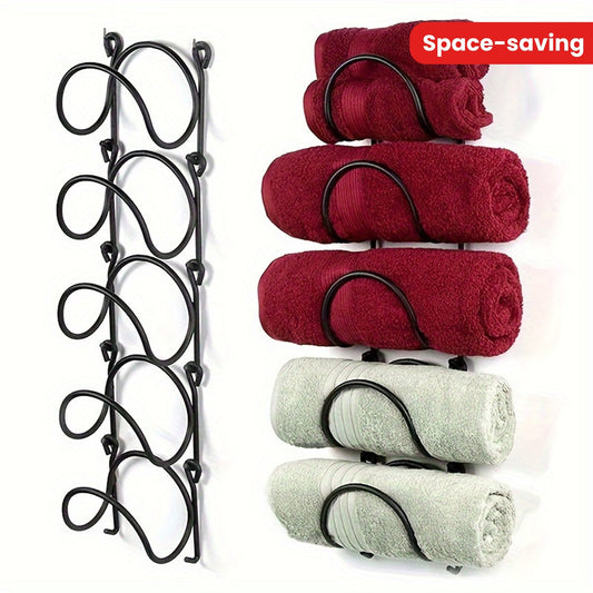 Set of 3: Multi-functional Wrought Iron Wall Organizer for Towels & Wine - Simple to Install, Sleek Space-Saving Design for Chic Home Decor