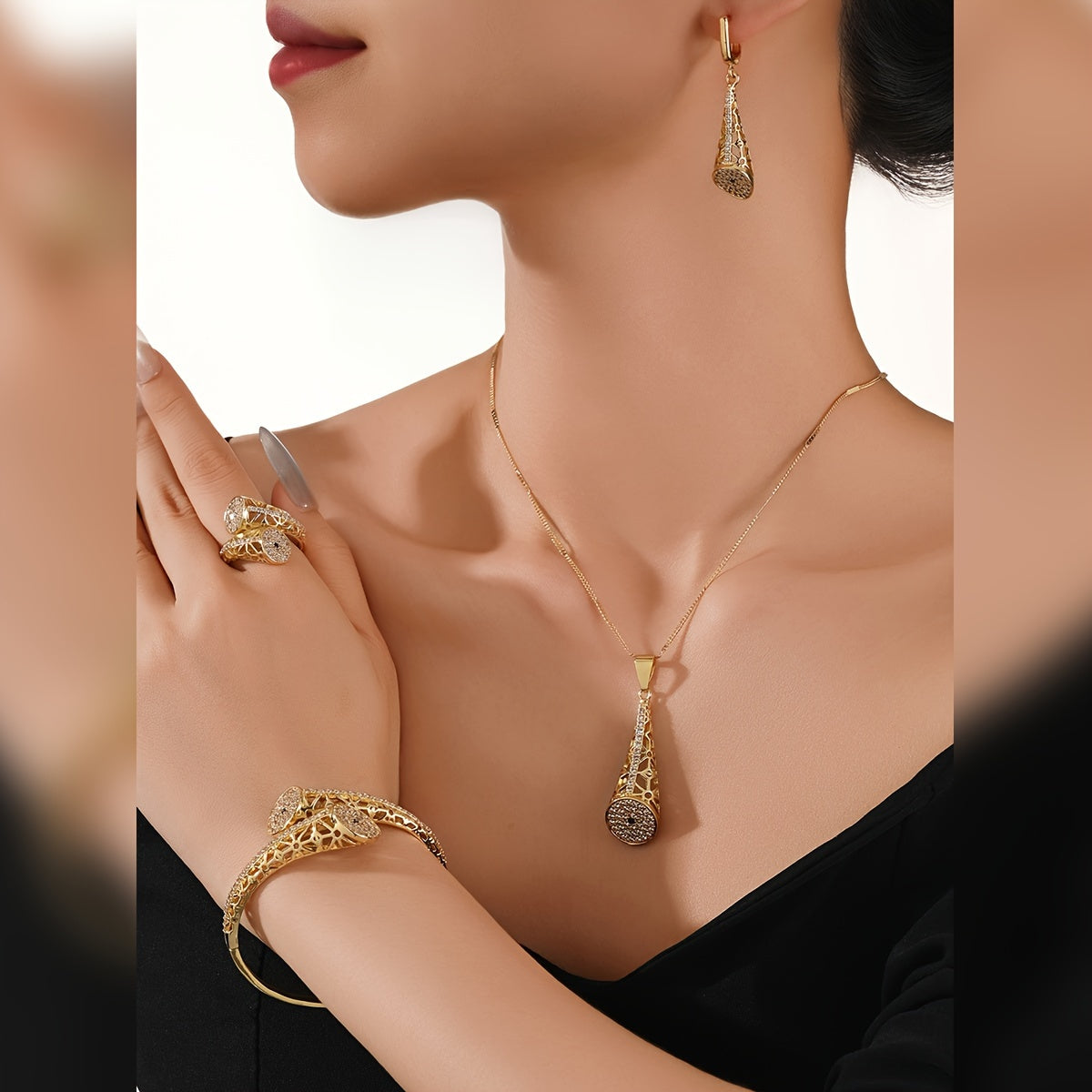 This Middle Eastern Fashion Jewelry Set is perfect for women's wedding, parties, and everyday wear.