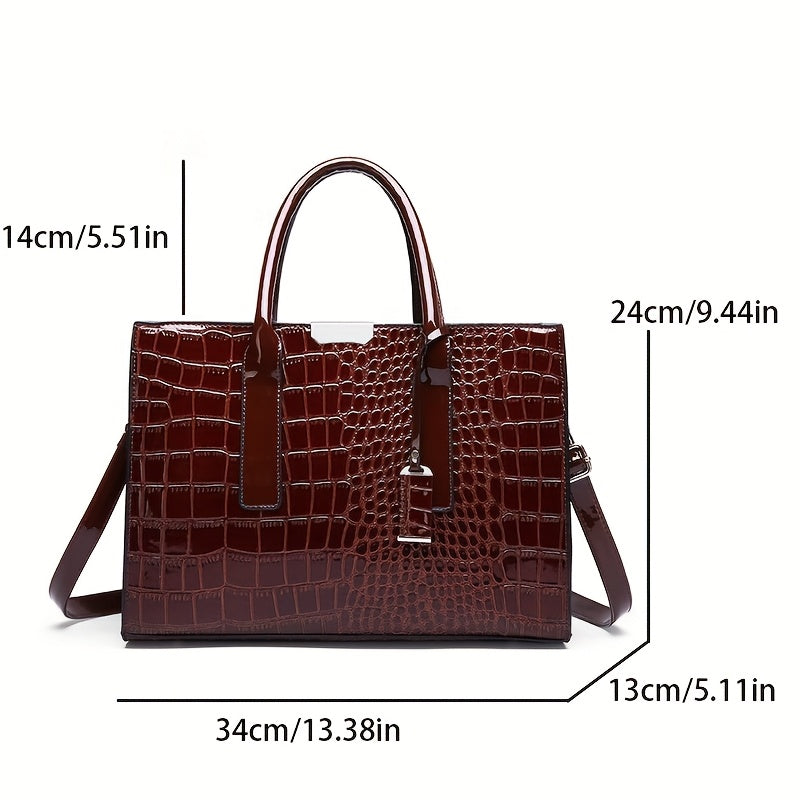 Trendy crocodile pattern handbag for women, perfect for travel and gifting.