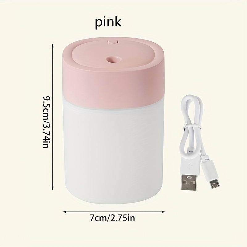 USB-powered portable aromatherapy humidifier with color-changing night light for office, bedroom, and car.