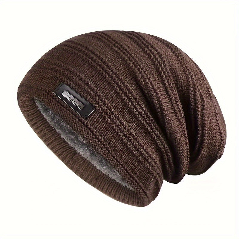 Versatile Knitted Hat for both Men and Women, Features Double Layer and Plush Velvet Lining - Perfect Gift Option