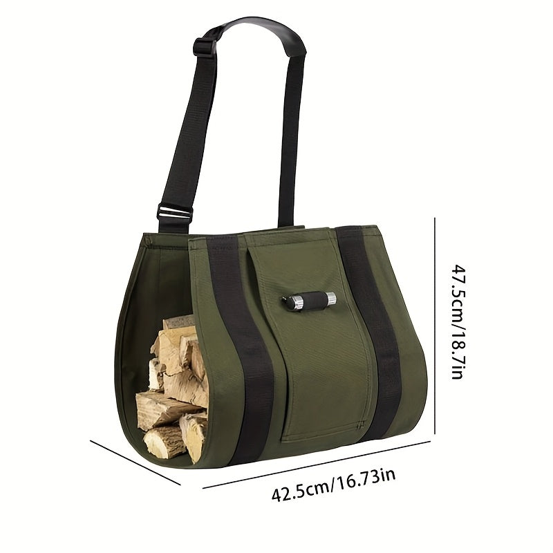 Durable Outdoor Canvas Firewood Storage Bag for Camping, Wood Log Carrier Package, Tote Bag for Firewood, Ideal for Home Fireplace Supplies.