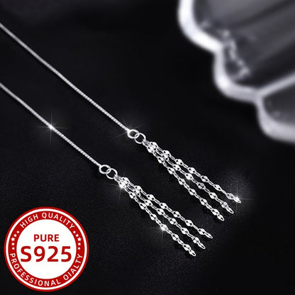 These stylish dangling earrings for women feature lip chain tassels and are crafted in 925 silver, weighing 1.4g. Perfect for everyday wear, special occasions, vacations, or as thoughtful gifts for friends or besties.