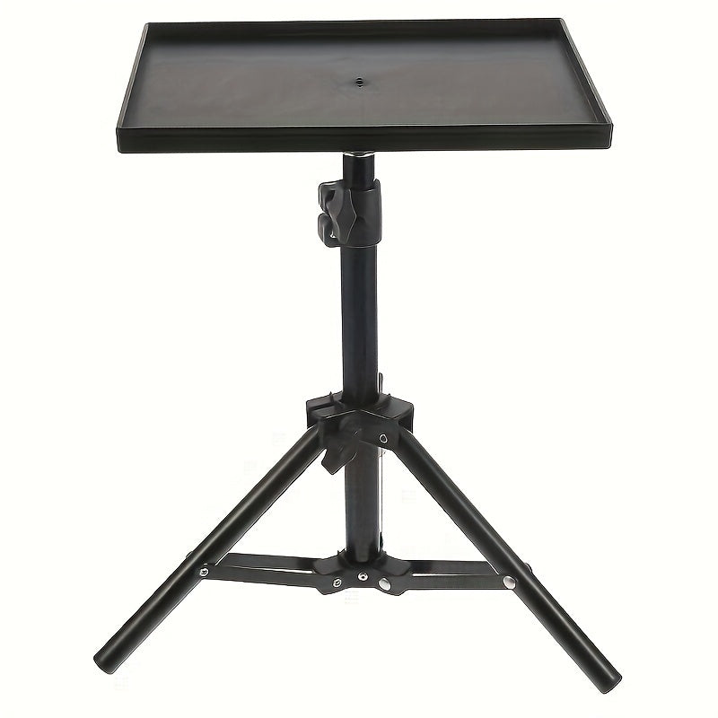 Adjustable tripod stand for projector made of carbon steel, suitable for cameras and laptops. Standard mount holder, does not include battery and is not wireless.