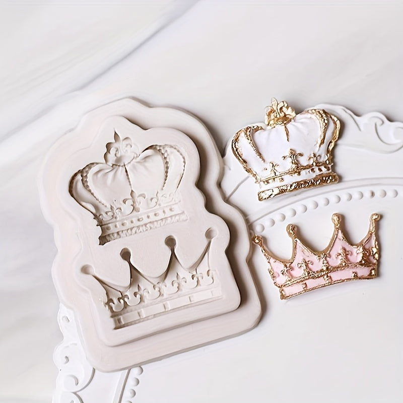 A single piece of the Crown Chocolate Mold, featuring a charming Kawaii design of crowns and bowties. This Silicone Mold can be used for making candies, fondants, and biscuits. Ideal for DIY cake decorating, this versatile baking tool is a must-have in