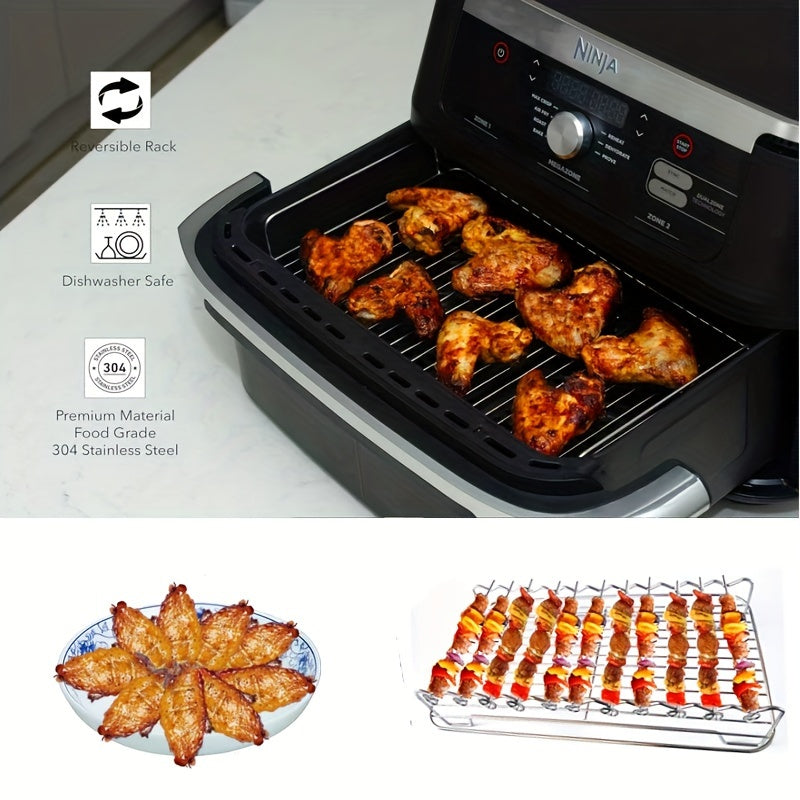 Ninja Air Fryer Accessories: A versatile skewer rack and steamer stand made of durable 304 stainless steel. Compatible with AF500UK model, these kitchen baking tools are dishwasher safe and made of food-grade materials. Includes 11 skewers for all your