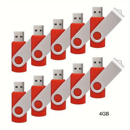 10 piece bulk pack of USB 2.0 Flash Drives in various storage capacities and colors with LED indicator for computers and laptops.