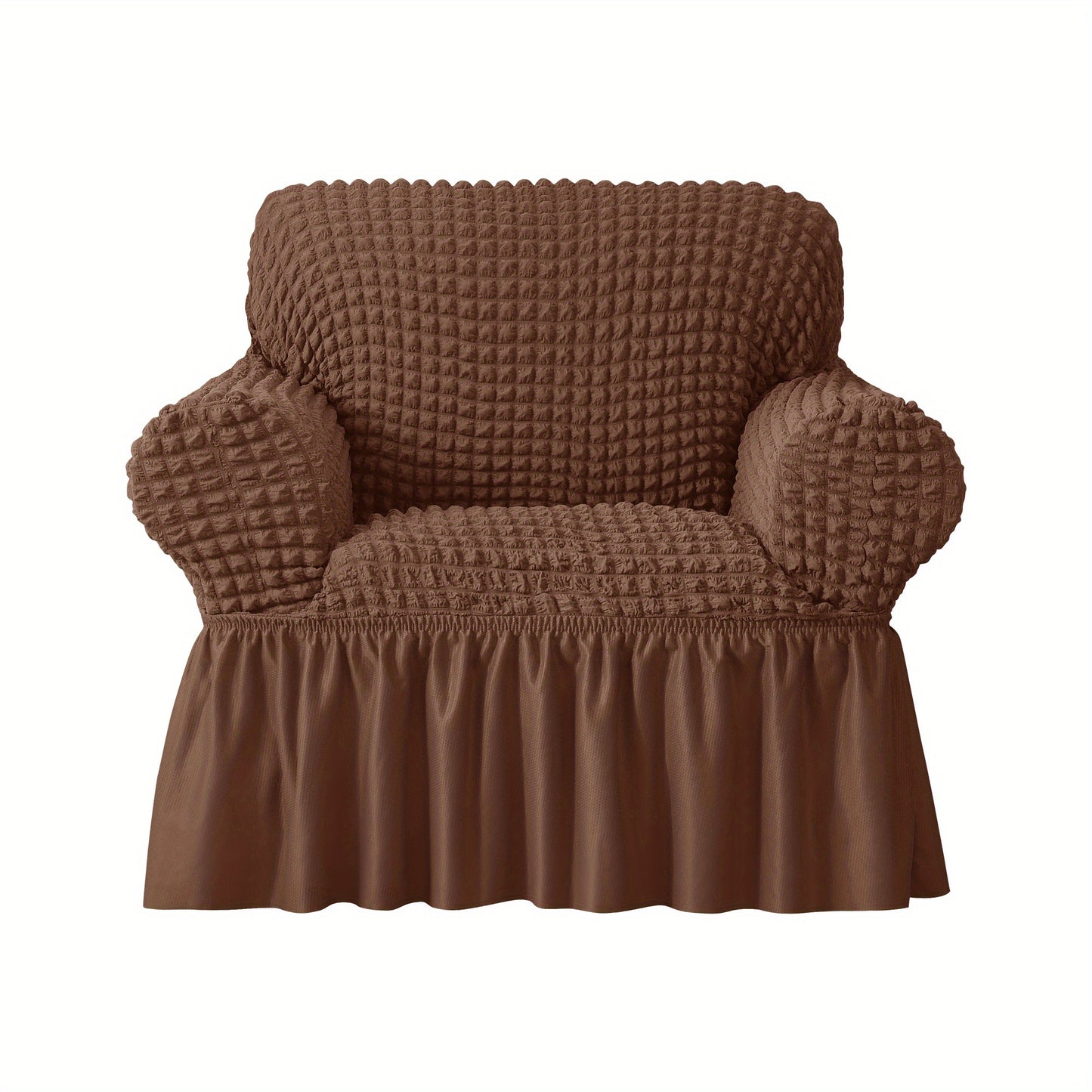 Seersucker sofa slipcover with skirt, non-slip, for home decor protection.