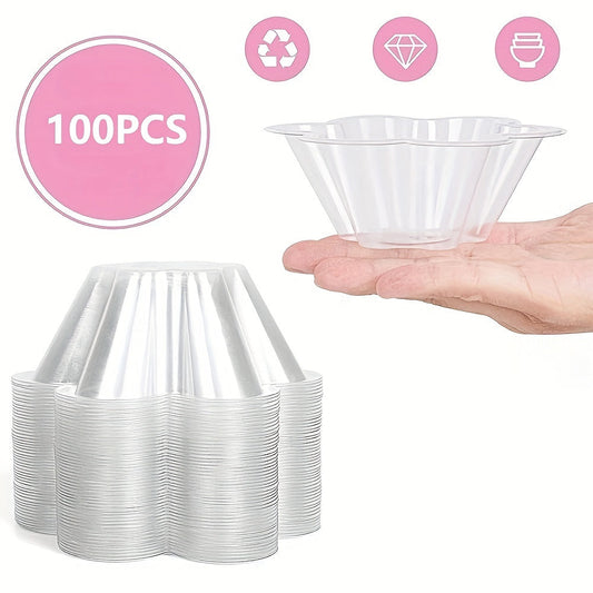 100 pieces of 8oz clear plastic ice cream cups - disposable bowls perfect for enjoying sundaes, yogurt, parfait, appetizers, fruit, and strawberry shortcake.