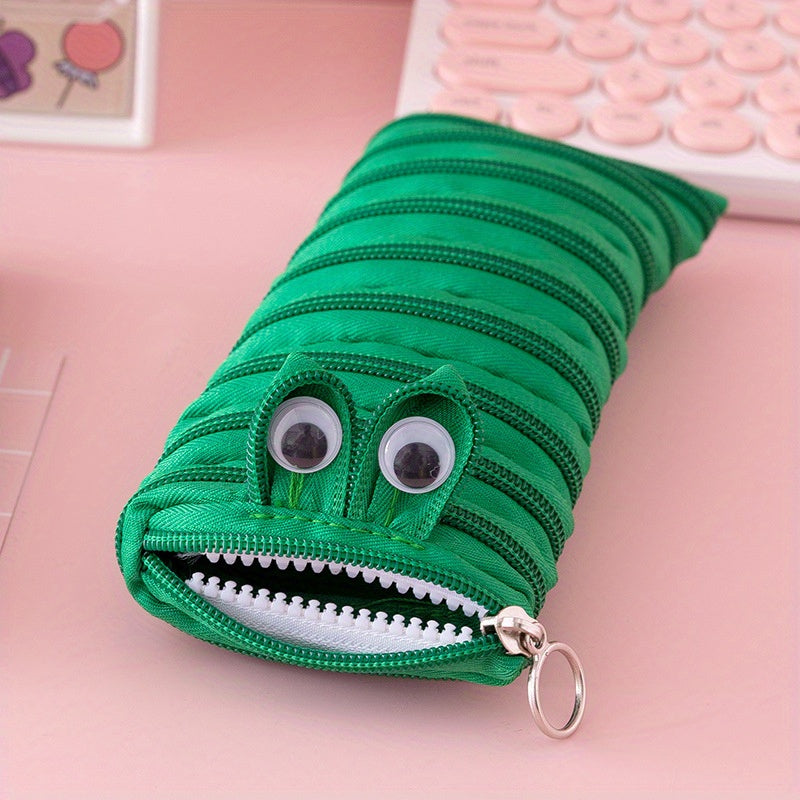 1pc Cute Caterpillar Pencil Case with Large Capacity - Ideal for Students, Back to School, Makeup Brush, and Pen Storage.