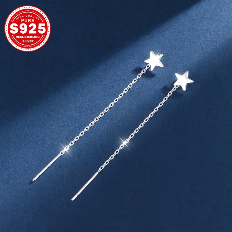 2 Gorgeous Boho Star Drop Earrings in 18K Gold Plated S925 Sterling Silver, Hypoallergenic and Lightweight. Versatile and Elegant design for women, Ideal Valentine's Day Gift. Suitable for all Seasons and Occasions.