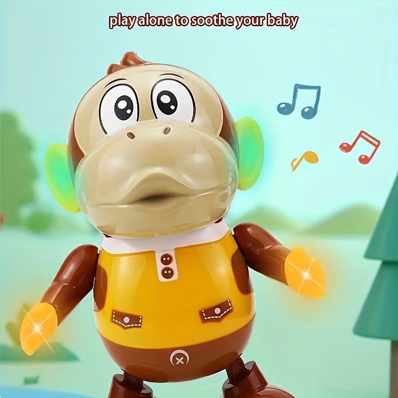 Engaging Dancing Monkey Toy with Lively Music & Lights - Adorable Robot Character for Kids Ages 0-3, Swinging, Walking, Nodding Actions, Sturdy Plastic Construction, Imported from China - Ideal Present for Kids