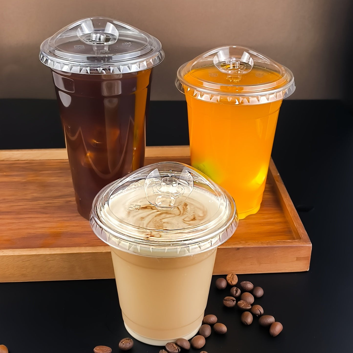 Set of 50 Disposable Coffee Cups with Lids, Made of Clear BPA-Free Plastic - Great for Parties, Holidays, and Weddings - Available in Various Sizes (9oz/10oz/14oz/16oz) - Perfect for Iced Beverages