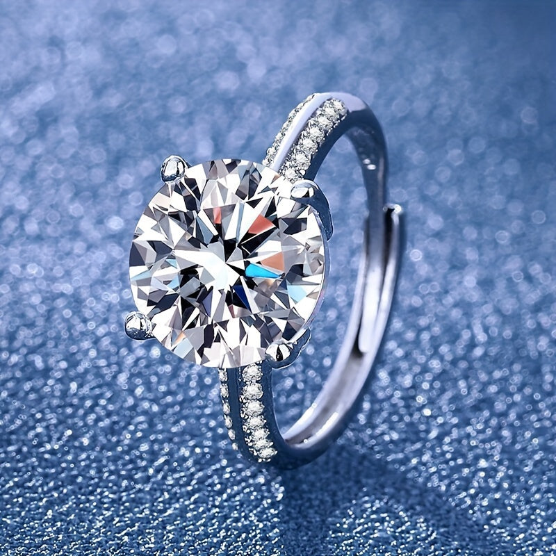 Stunning 5-Carat Moissanite Ring for Women, August Birthstone on Platinum Finish, Ideal for Everyday Wear or Special Gift