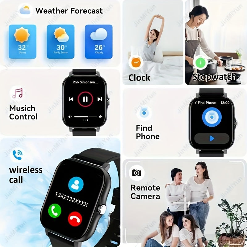 Full Touch Screen Smart Watch with Text Messages and Call Support, 100+ Sports Modes, Pedometer, and Calorie Counter