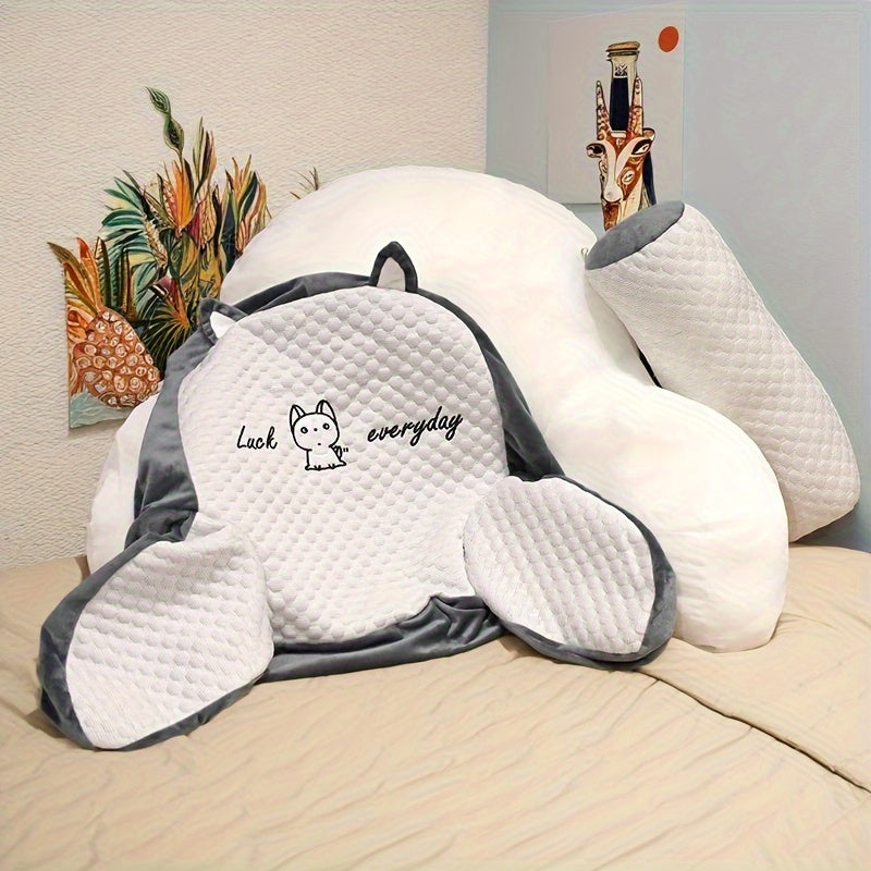 Get comfortable with our 1-piece Cozy Gray & White Reading Pillow featuring a Cute Cat Design. This ergonomic pillow provides excellent back support and is made from soft, breathable fabric for ultimate comfort. It is adjustable for the perfect fit and