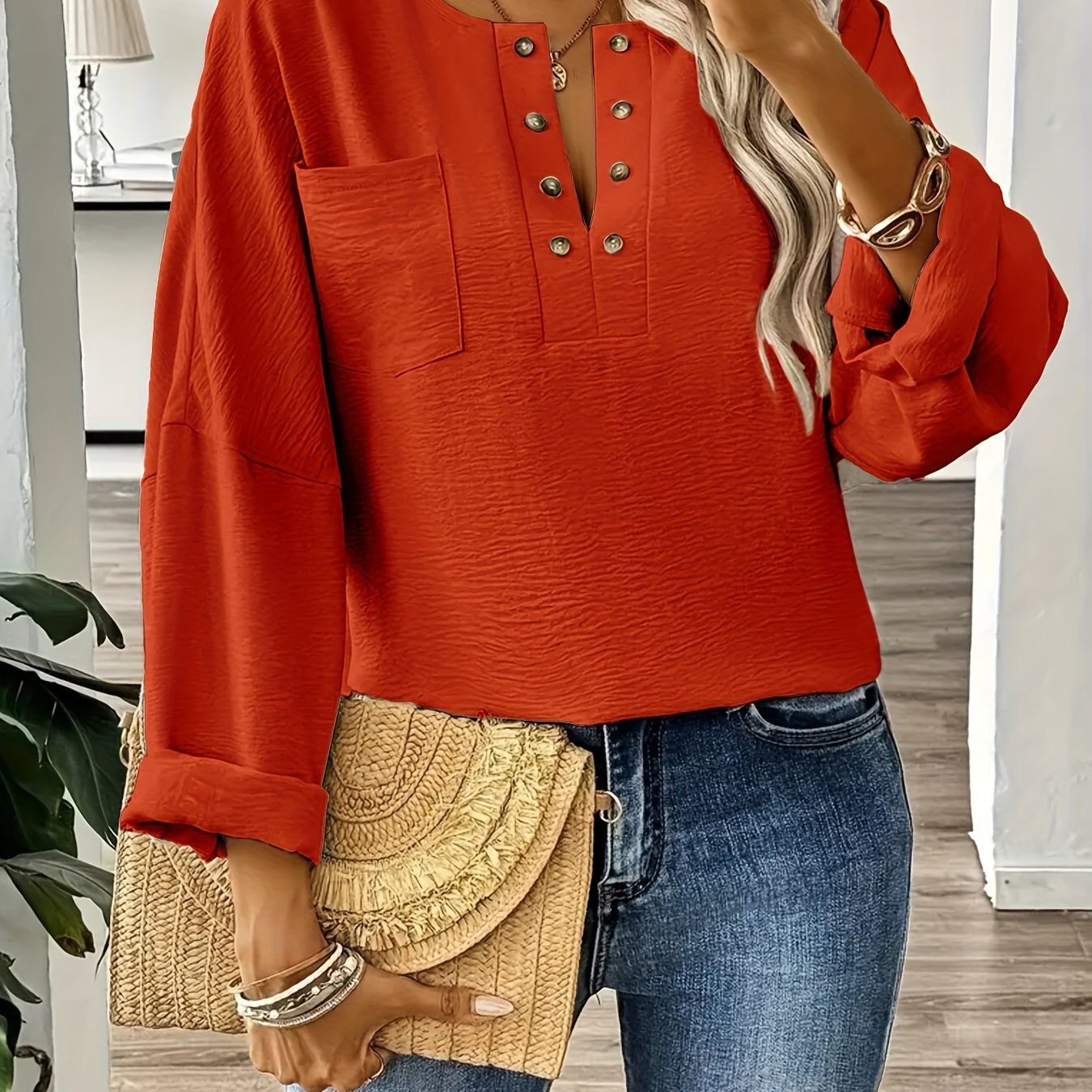 Spring and Autumn Large Size Women's Loose-Fitting Long Sleeve Shirt