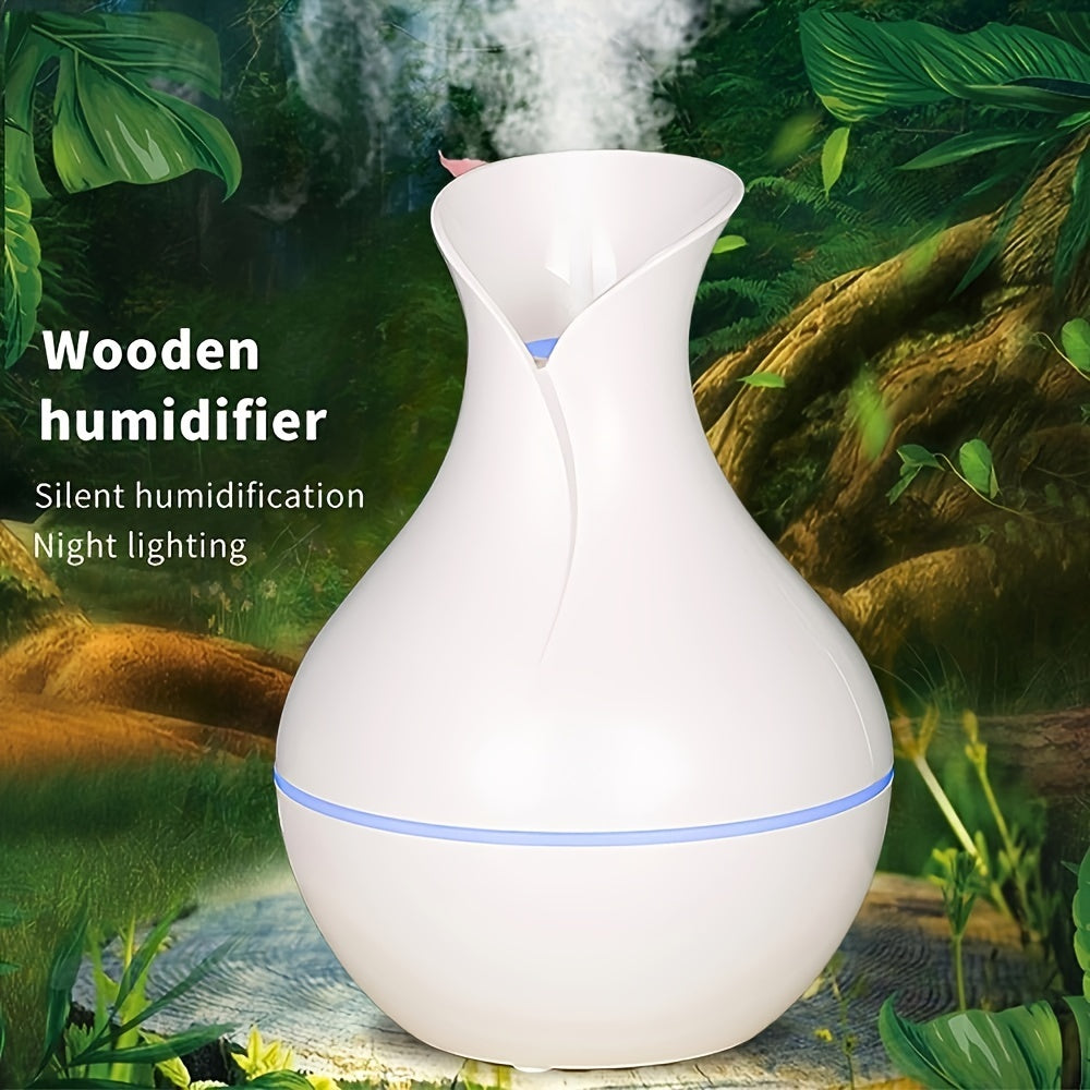 YAIAWISU USB Ultrasonic Air Humidifier with Essential Oil Diffuser, 7 Color LED, Quiet Mini Cold Mist, USB Powered - Ideal for Single Room use in Office, Home or Bedroom.