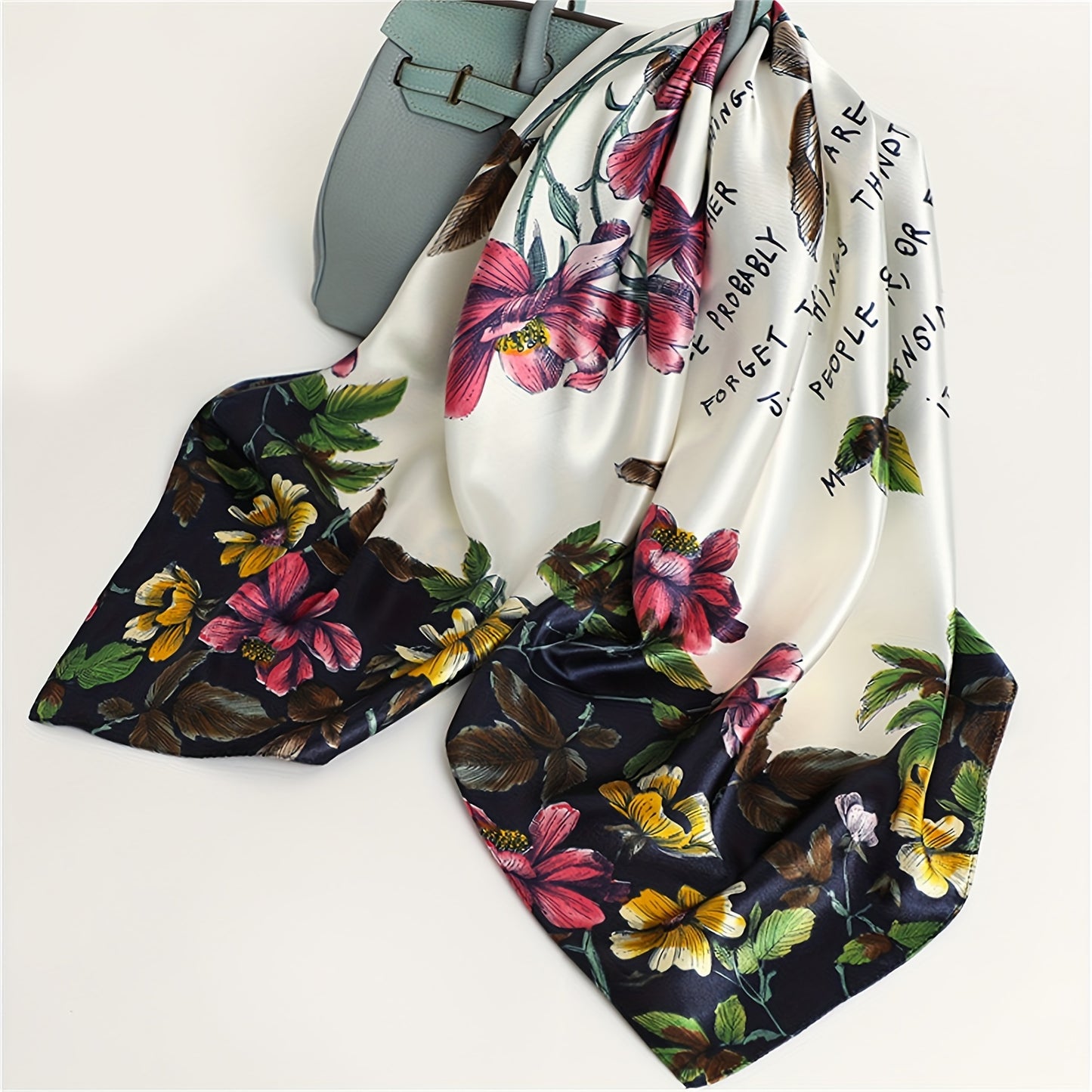 35.4-inch square printed scarf, suitable for all seasons, can be used as a Bandanna sun protection handkerchief or shawl for outdoor activities or air-conditioned rooms, ideal for women.