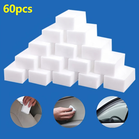 60 magic melamine foam sponges - multipurpose cleaning sponge for kitchen, bathroom, car, and more. Perfect for dishes, ovens, stoves, tiles, and shoes.