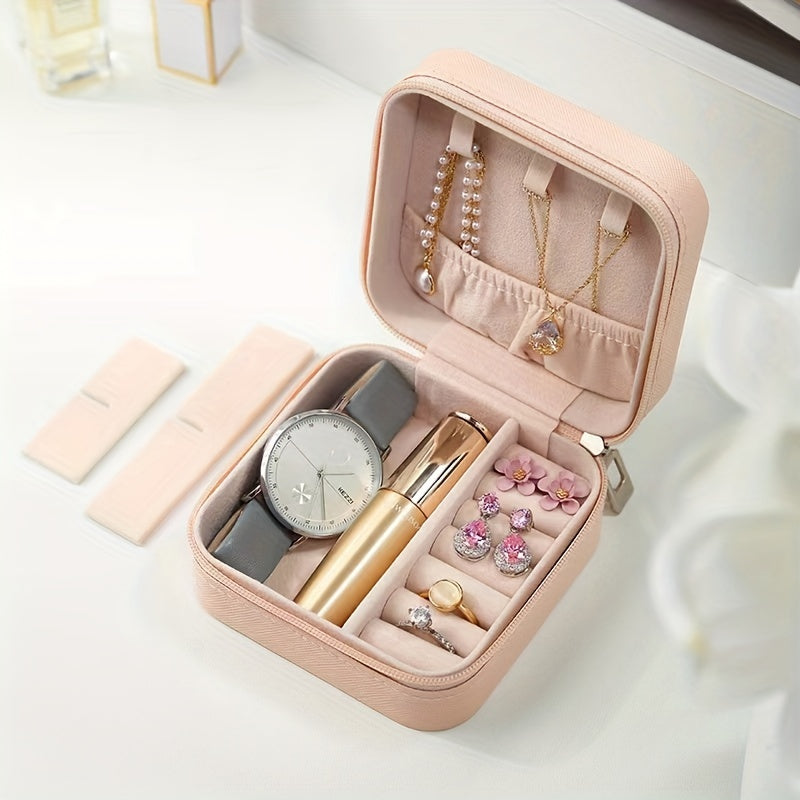 Convenient Travel Jewelry Organizer in Macaroon Color, Sleek and Compact Design for Earrings, Necklaces, Rings