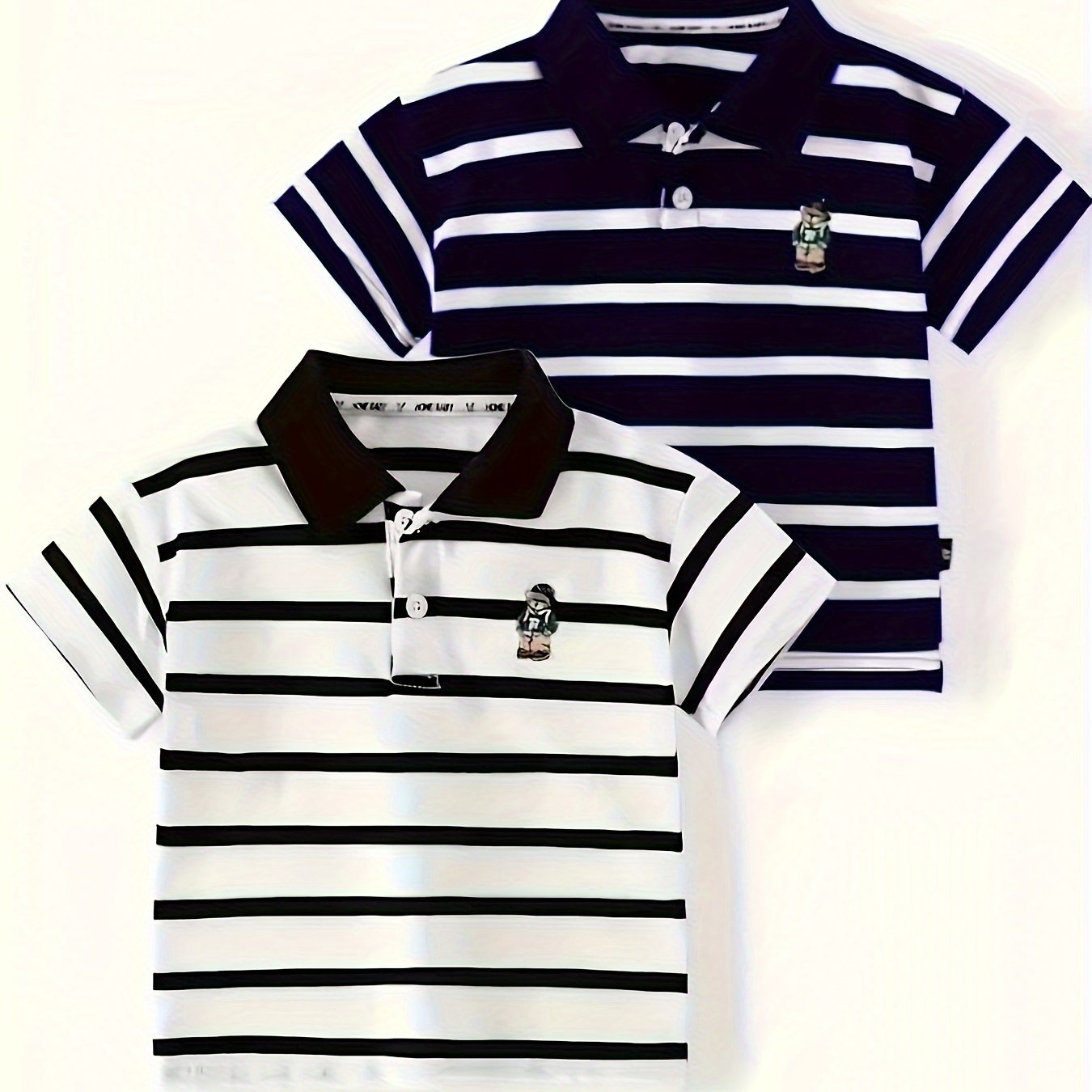 Striped shirts for boys in breathable polyester blend, perfect for summer.