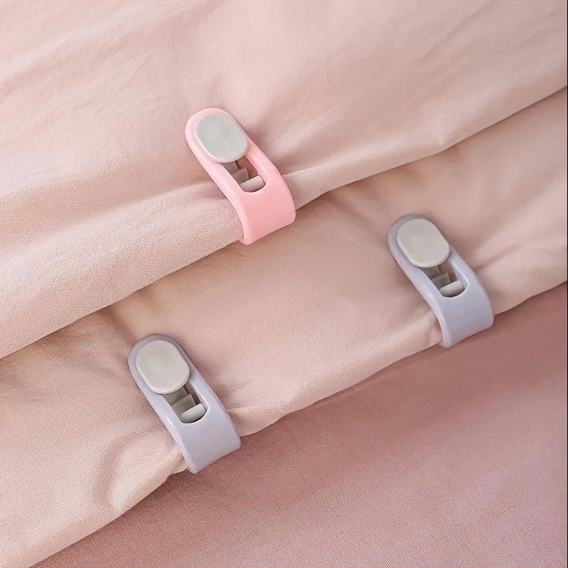 Pink 12-piece Easy-Install Bedding Clips for Quilts & Sheets - No Pins Needed! Keep Blankets and Curtains Secure with Invisible Non-Slip Grip. Easily Removable and Reusable, Gentle on Home Bedroom Decor - No Damage!