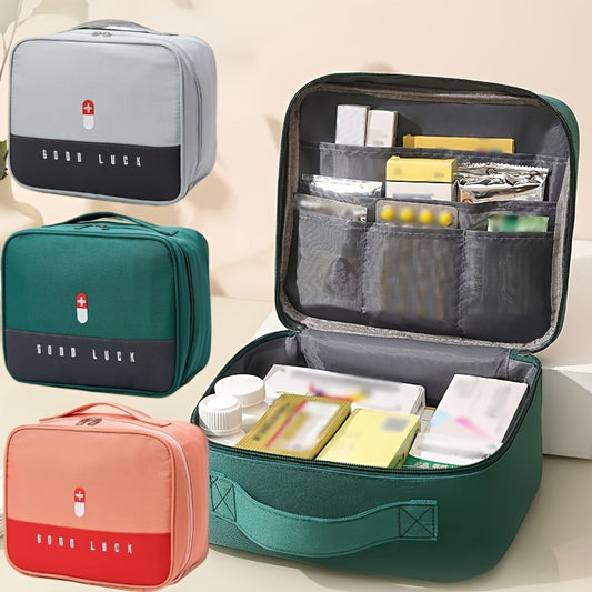 Nylon medicine organizer with zipper for couples, ideal for travel and home storage.