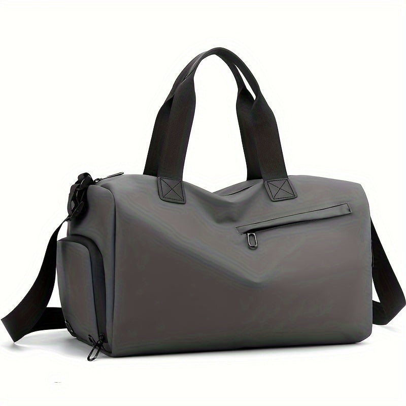 Casual weekend travel duffel bag with shoe compartment.