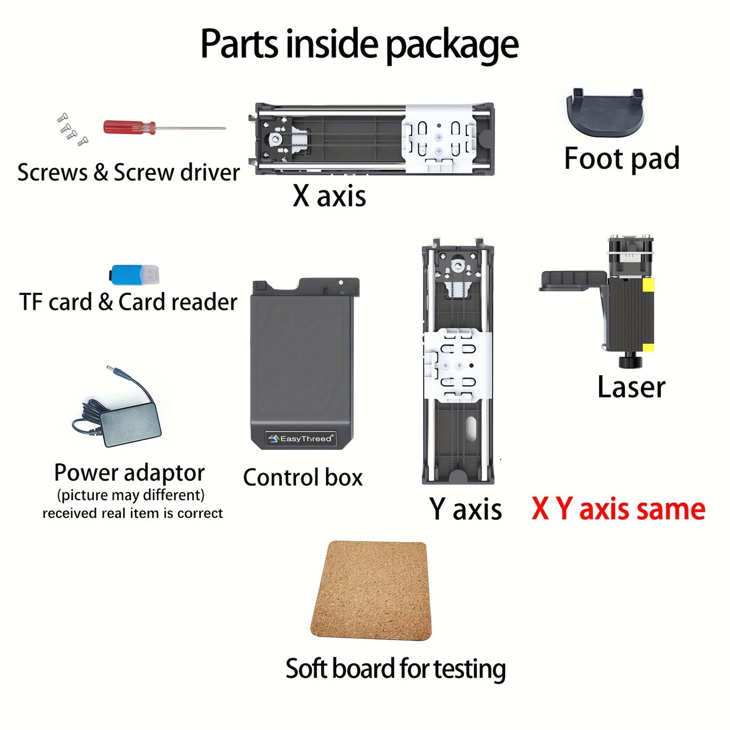 EasyThreed 2W Laser Engraver for beginners with wireless connectivity, 100x100mm engraving area, compatible with Android & iOS. Ideal for DIY projects on various materials. Includes EU plug