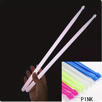 Jazz drumming drumsticks that continuously glow in the dark.