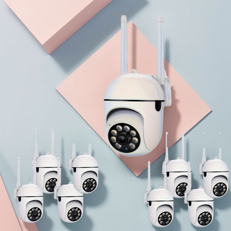 One wireless security camera with a built-in projector, featuring 1080p HD resolution. Easily connect to Wi-Fi and powered by USB. Offers 240p resolution, simple Plug & Play setup, no need for batteries. Ideal for both business and home surveillance