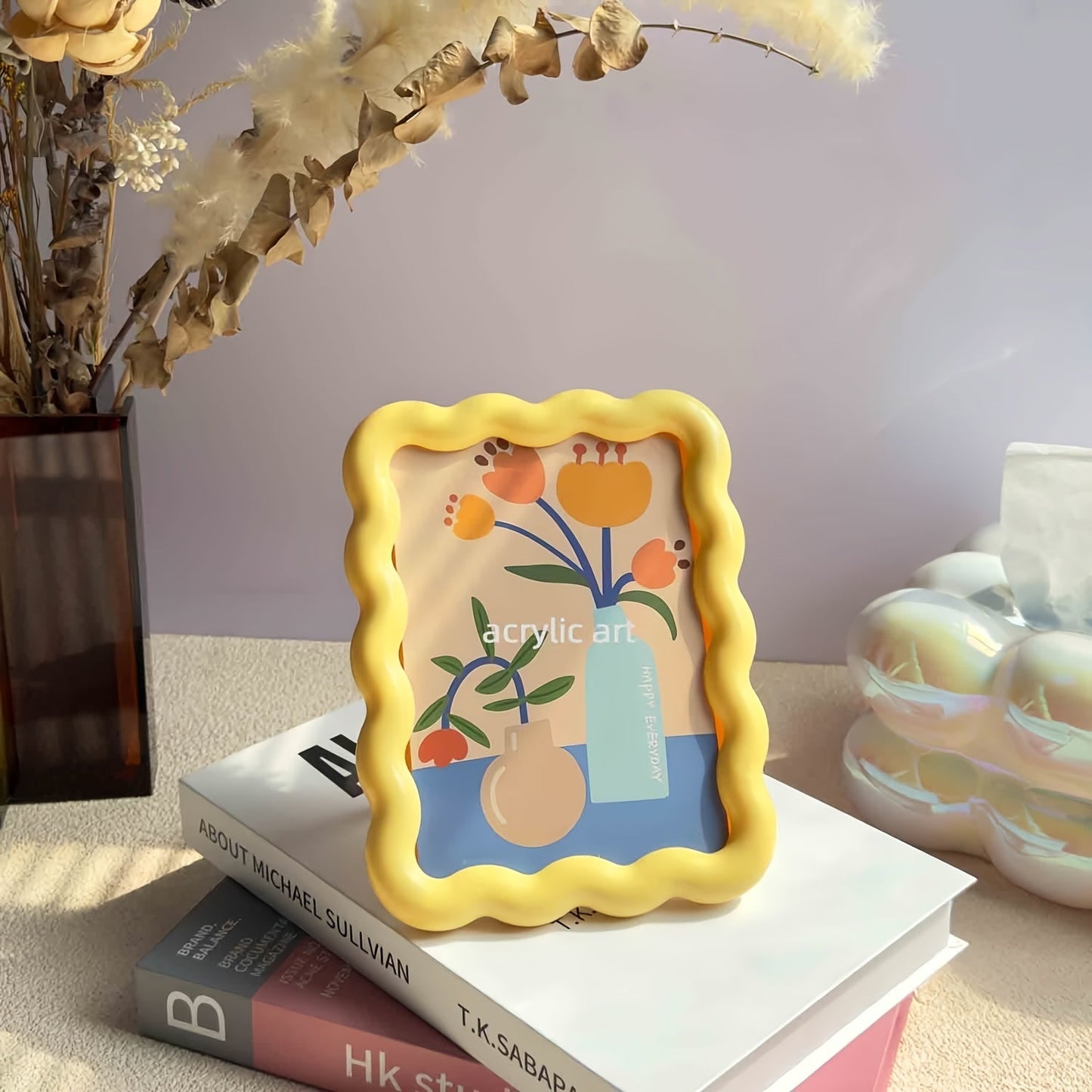 Adorable Milk Yellow Photo Frame for Desktop or Wall, Ideal for Small Paintings and Creative Home Decoration