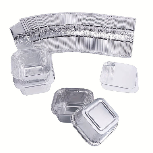 50 or 100 pieces of 7.62 cm Aluminum Foil Square Mini Pans/ Disposable Baking Tart Molds with Paper Lids. Perfect for Baking Tart Eggs, Quiche Pie, Caramel Pudding Pie, and more.